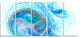Light Blue Fractal Illustration, Abstract Canvas Wall Art, 60"x28", 5 Panels