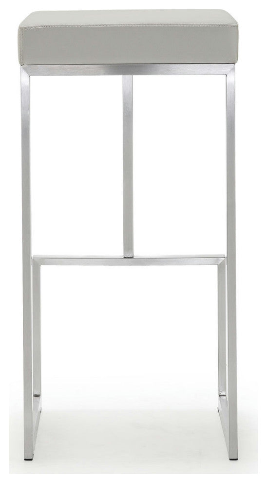 TOV Furniture Ferrara Light Grey Stainless Steel Barstool (Set of 2)