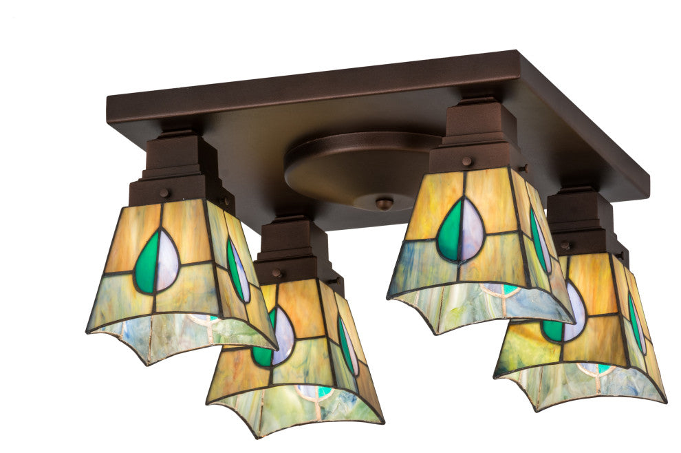 16 Square Mackintosh Leaf 4 Light Flushmount