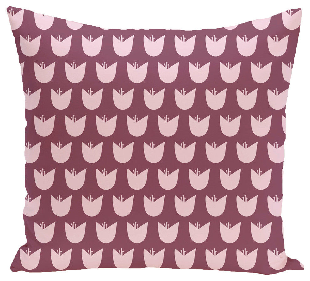 Tulips Floral Print Pillow, Passion Flower, 18"x18"