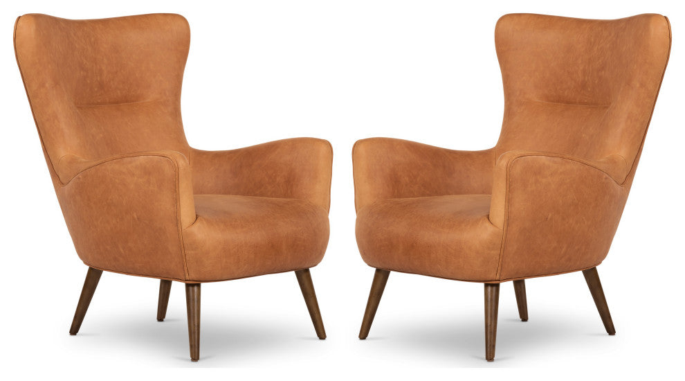 Poly and Bark Aida Lounge Chair, Set of 2, Cognac Tan