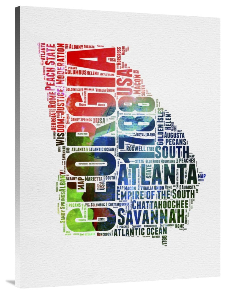 "Georgia Watercolor Word Cloud" Fine Art Print