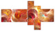 Red Yellow Circles Texture, Abstract Canvas Art Print, 60"x32", 5 panels