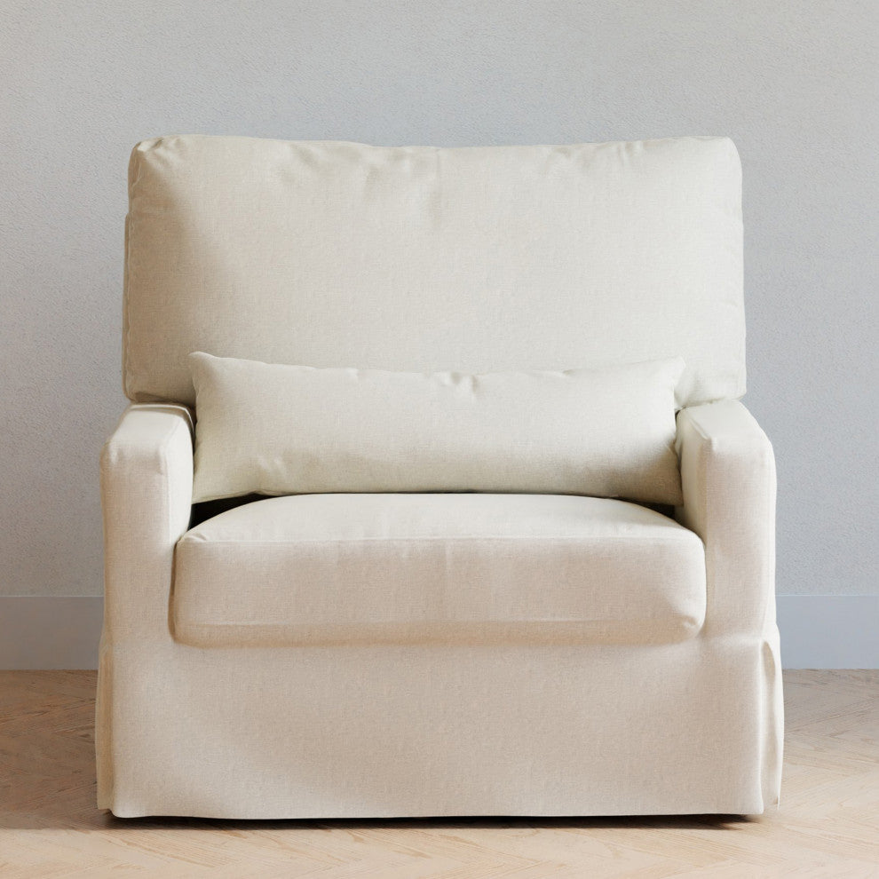 Crawford Pillowback Chair and a Half Comfort Swivel Glider, Performance Cream Eco-Weave