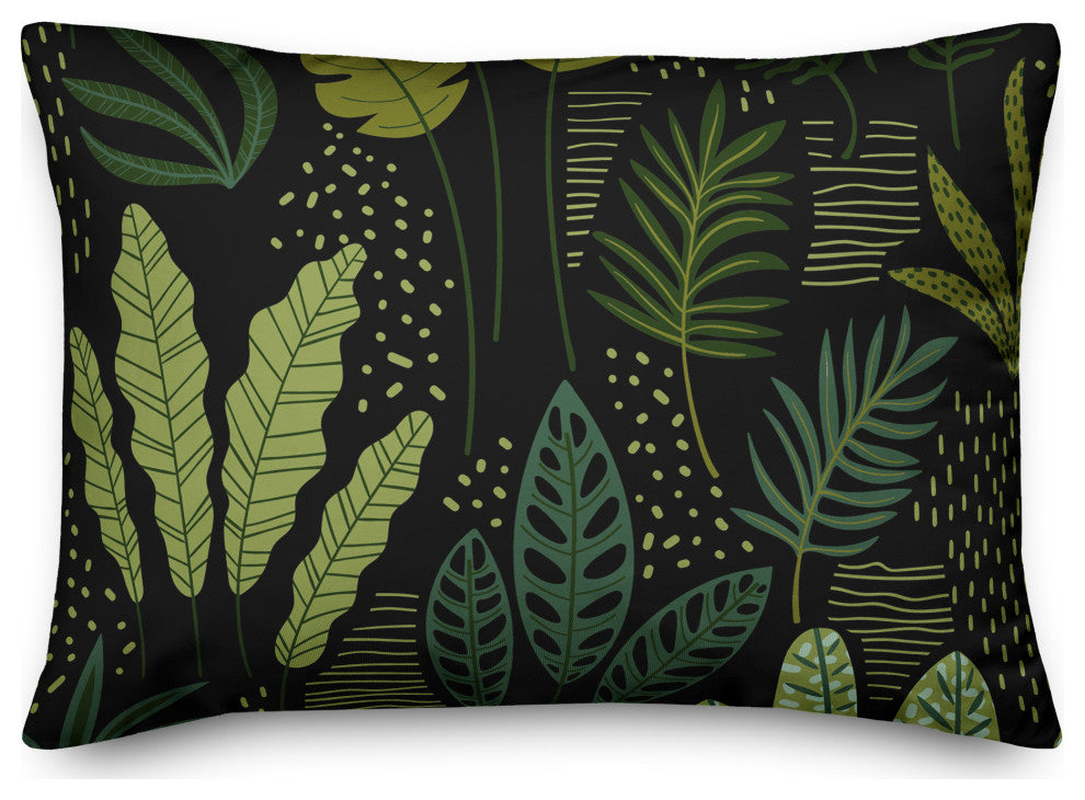 Fun Leaves On Black 14x20 Spun Poly Pillow