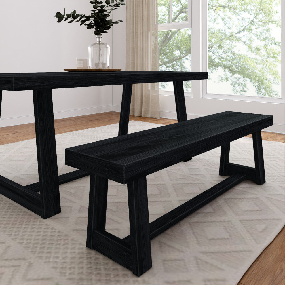 Classic Rectangular Dining Room Table (72in / 1830mm), Black Wirebrush