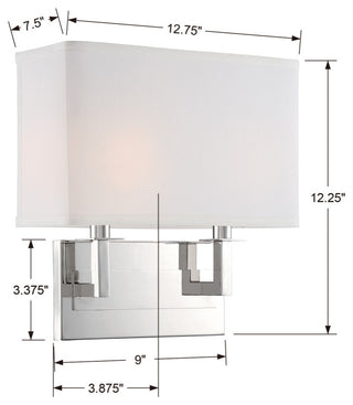 Durham 2 Light Wall Mount in Polished Nickel