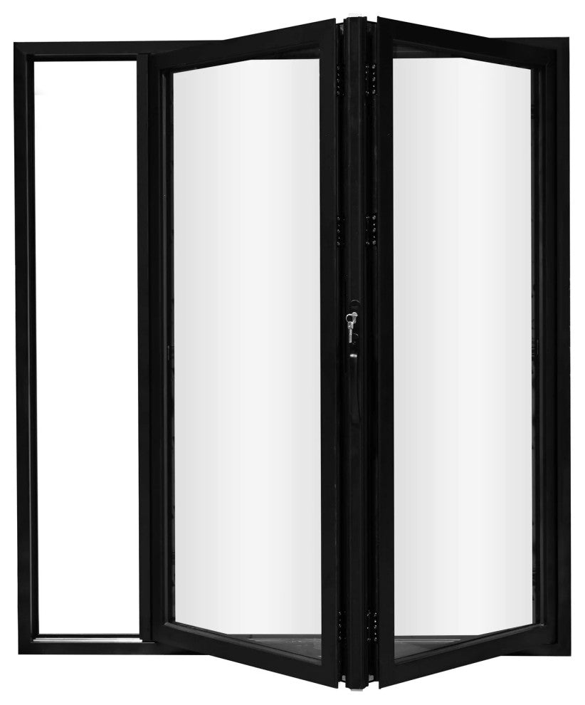 Patio Bi-Fold Door Open Left to Right 72"x96", 2-panel, Black Color, Low E Glass