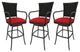 Set of 3, Outdoor/Indoor Swivel Bar Stools Erin, Red Linen on Brown, 30"
