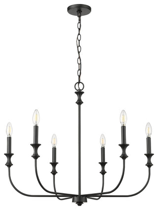 6 Light 28.25 in. Matte Black Chandelier