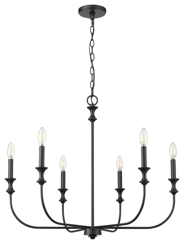 6 Light 28.25 in. Matte Black Chandelier