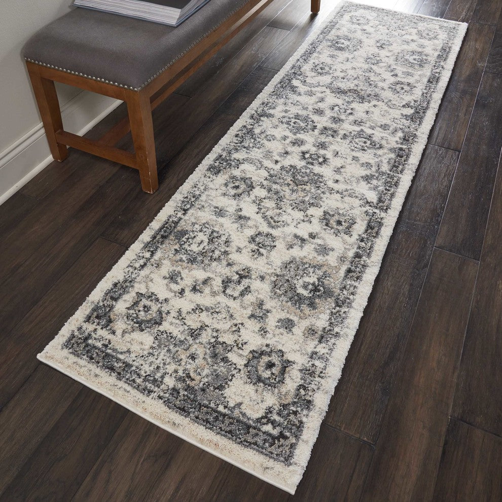Nourison Fusion Cream/Gray Area Rug, 2'2"x7'6"