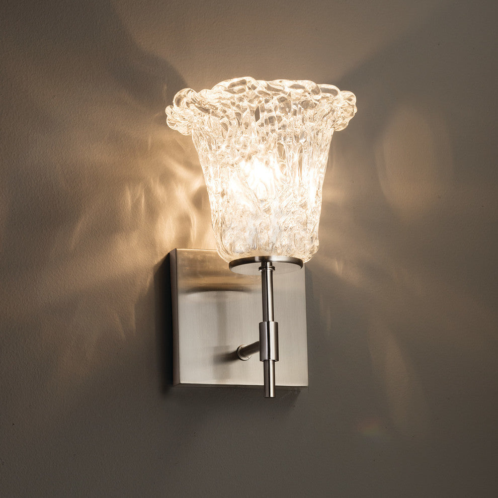 Veneto Luce Union 1-Light Short Wall Sconce, Round Flared, Lace Shade