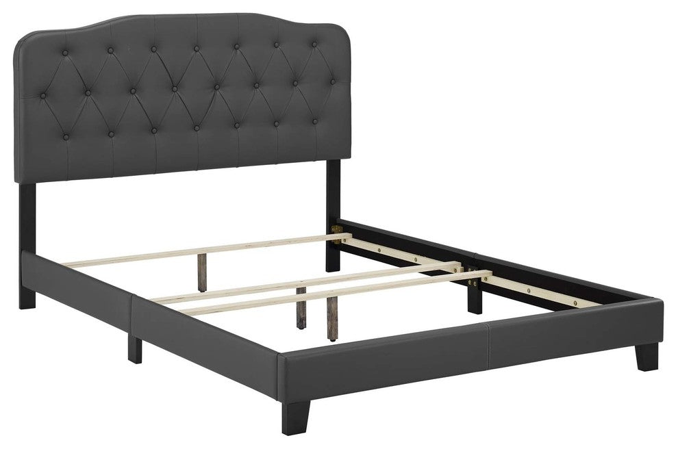 Amelia King Faux Leather Bed, Gray