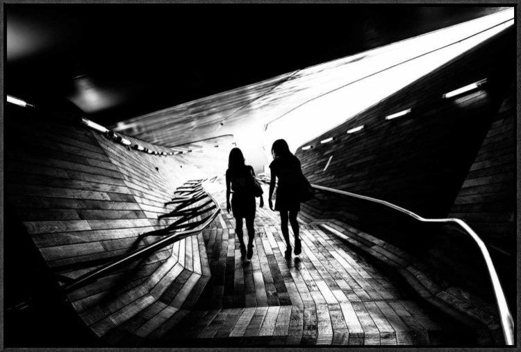 "Walking Towards The Light" Framed Canvas Giclee by Tetsuya Hashimoto, 31x21"