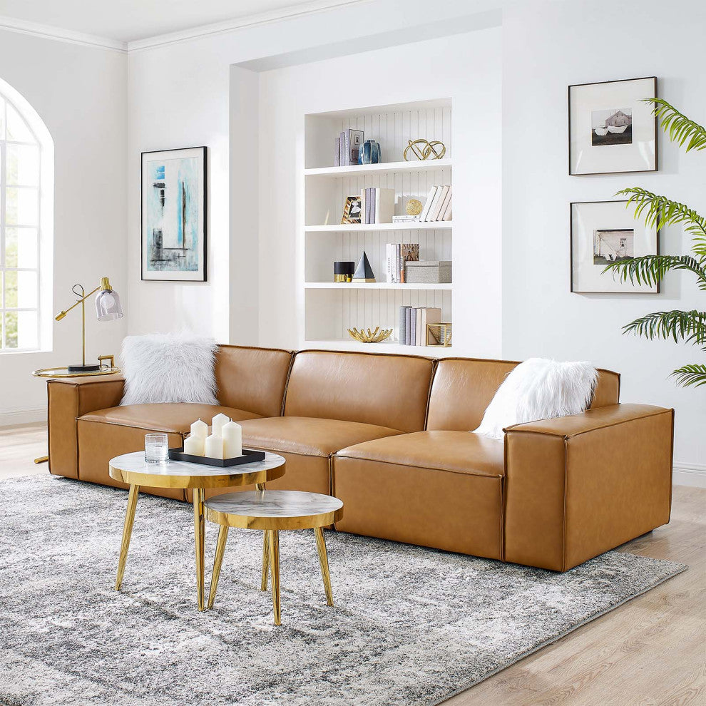 Restore Vegan Leather 3-Piece Sofa Tan