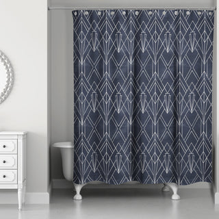 Navy White Depattern 71x74 Shower Curtain