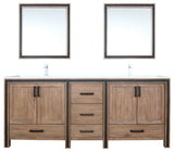 Ziva 80 Barnwood DB Vanity, Cultured Marble Top, Square Sink, 30 Mirrors, Faucet