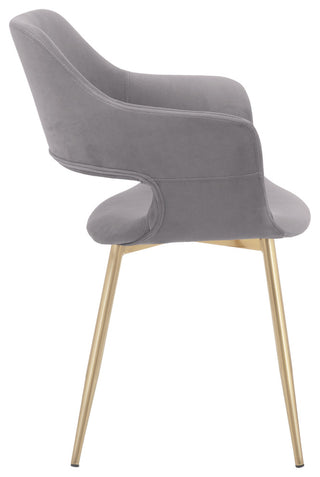 Gigi Grey Velvet Dining Room Chair with Gold Metal Legs - Set of 2