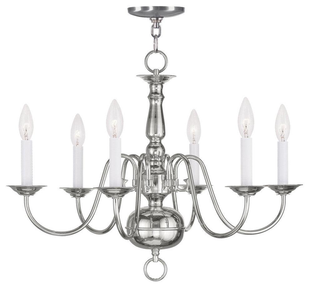 Williamsburgh Chandelier, Polished Nickel