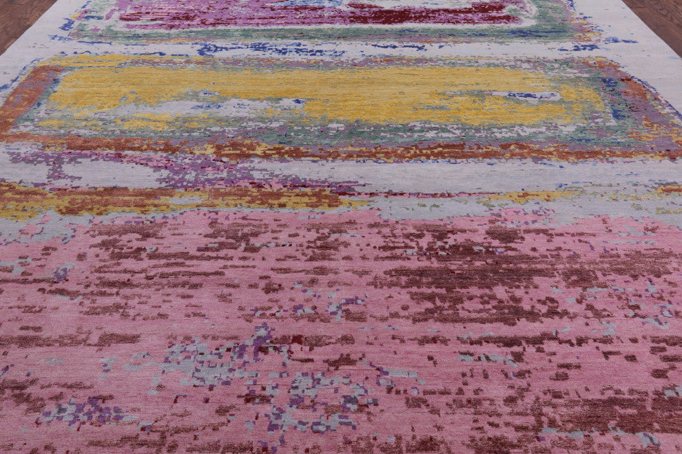 12' 0" X 15' 2" Wool & Silk Abstract Hand-Knotted Rug - Q14858