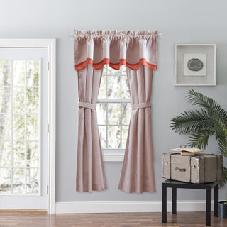 Plaza Stripe Tailored Panel Pair, Brick, 56"x63"