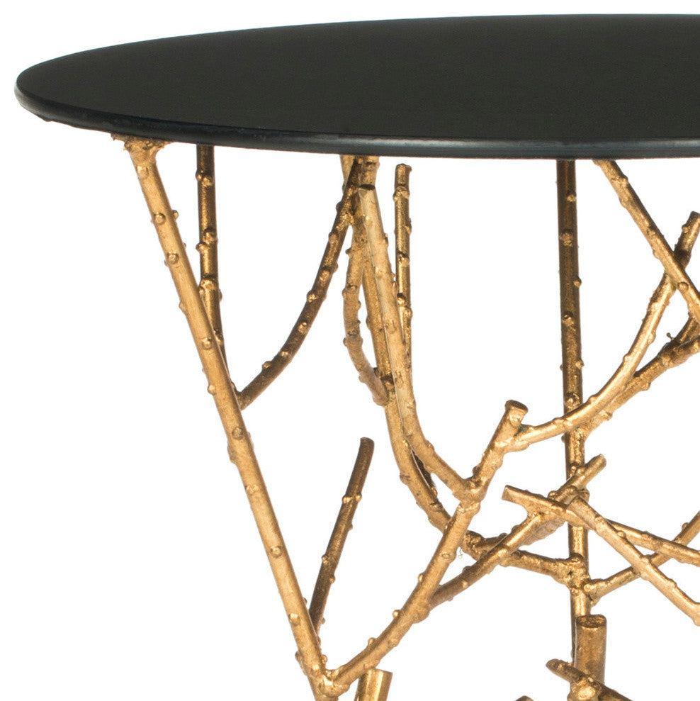 Safavieh Tara Accent Table, Gold, Black Glass Top