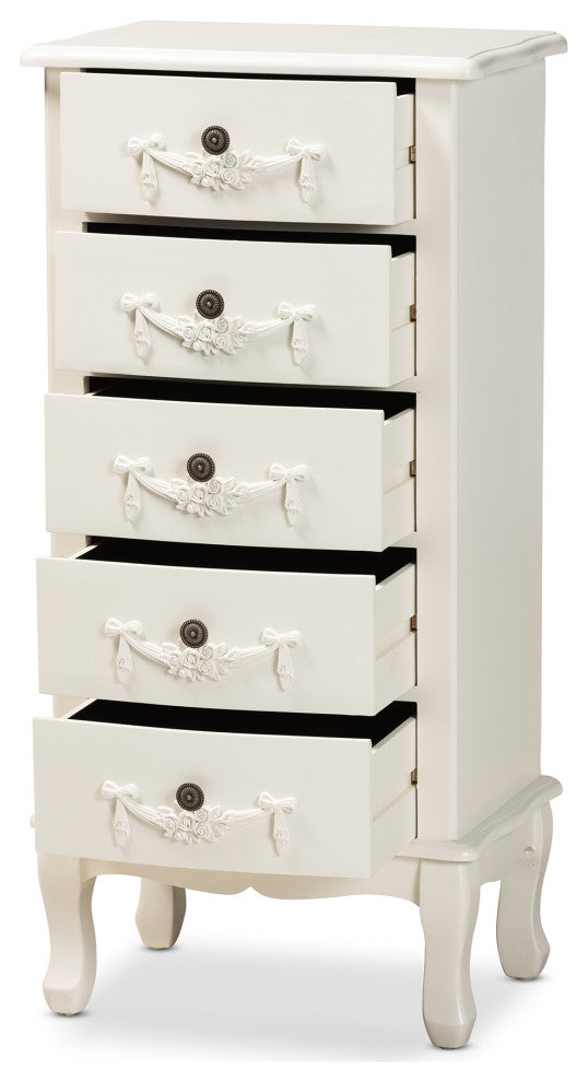 Callen Classic and Traditional White Finished Wood 5-Drawer Chest