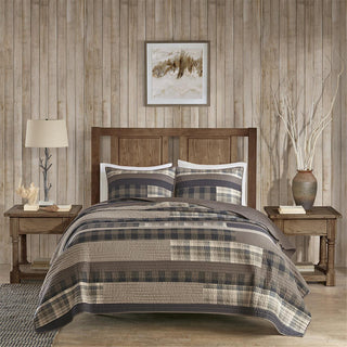 Woolrich Winter Plains 100% Cotton Oversized Quilt Mini Set, Taupe