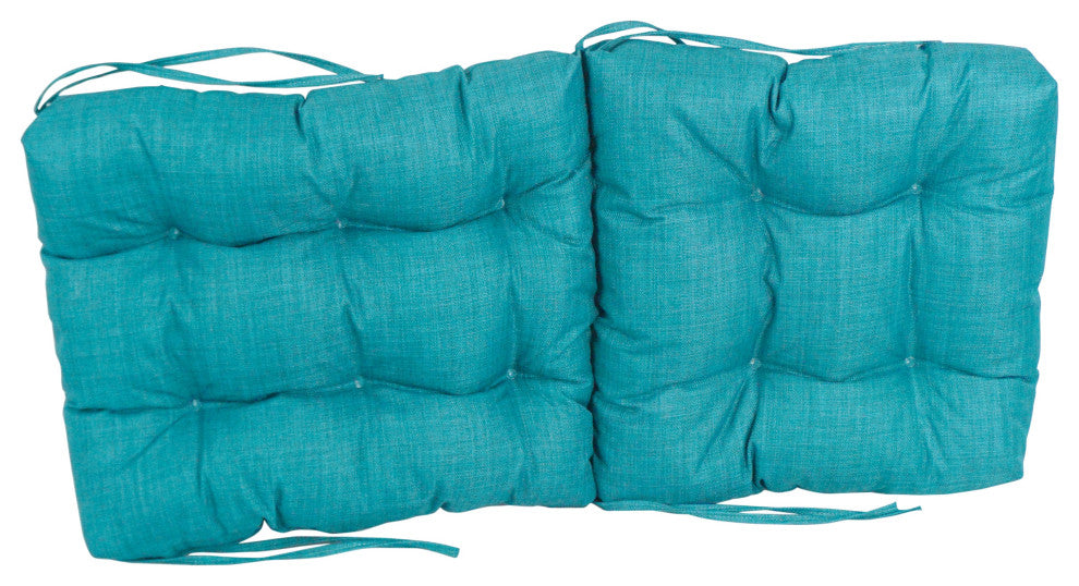 18"x38" Solid Microsuede Tufted Chair Cushion, Aqua Blue