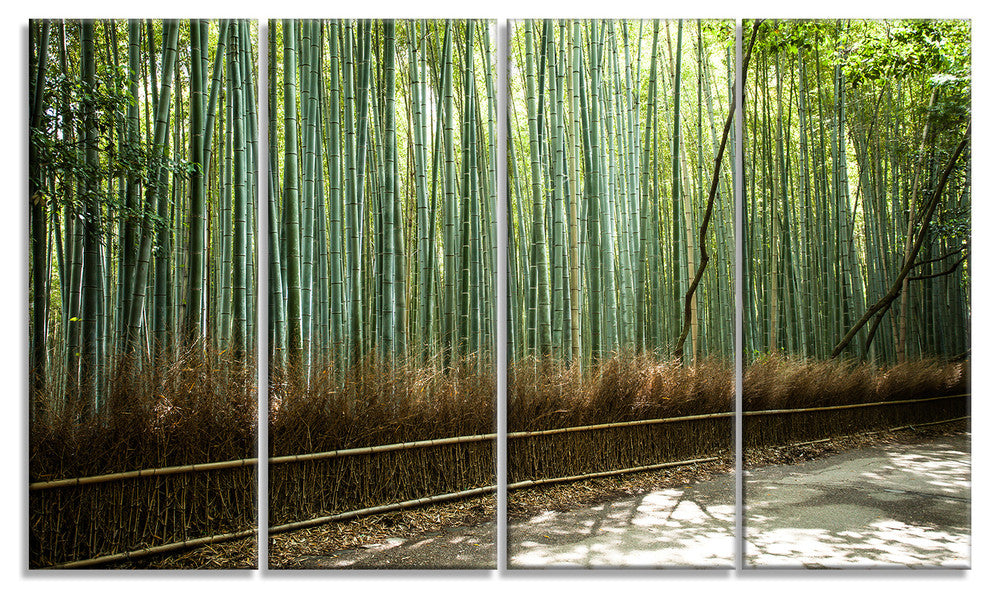 "Beautiful View of Bamboo Forest" Forest Wall Art Print, 4 Panels, 48"x28"