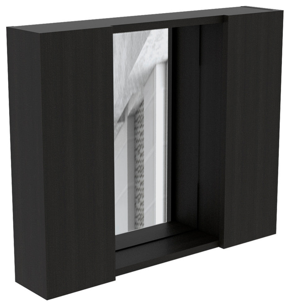 DEPOT E-SHOP Garnet Medicine Cabinet with Mirror, Black, 6 Inner Shelves