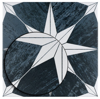 Cassis Stella Porcelain Floor and Wall Tile, Black Night