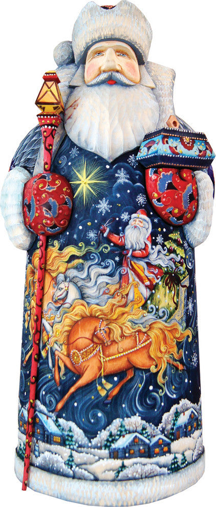 Christmas In City Santa, Woodcarved Figurine