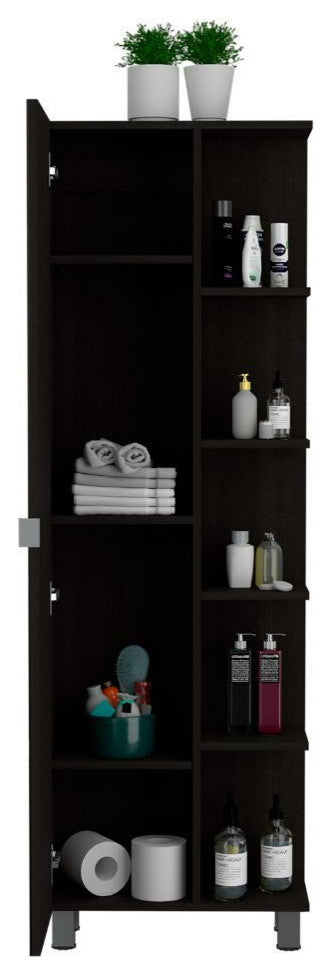 Mirror Linen Cabinet Reno, Bathroom, Black