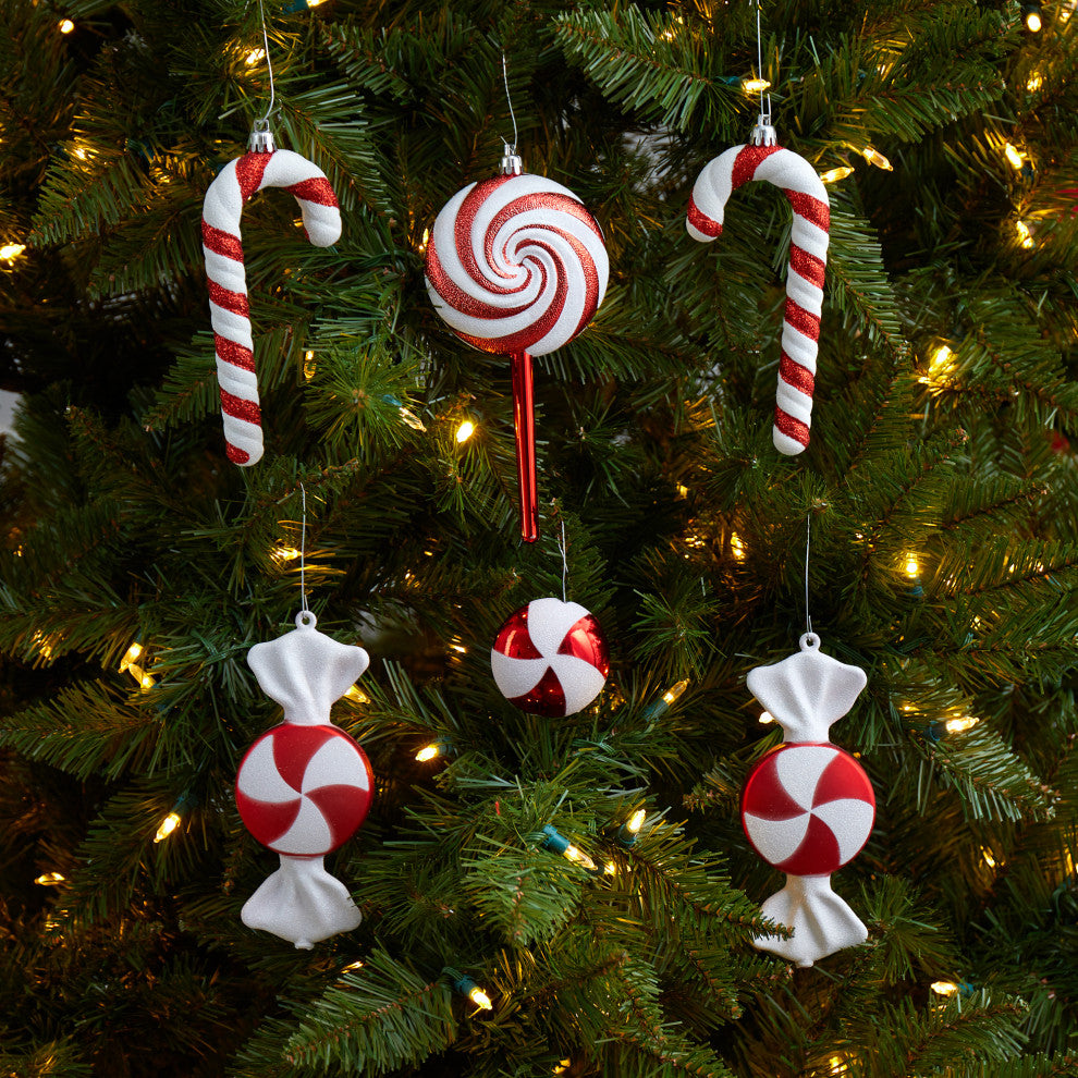 7" Assorted Candy Caneï¿½Holiday Christmas Deluxe Shatterproof Ornament Set of 6