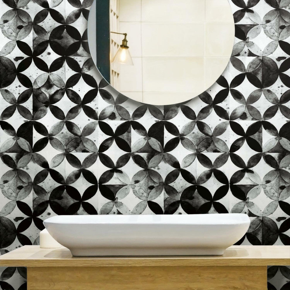 Paul Brent Moroccan Tile Peel & Stick Wallpaper, black