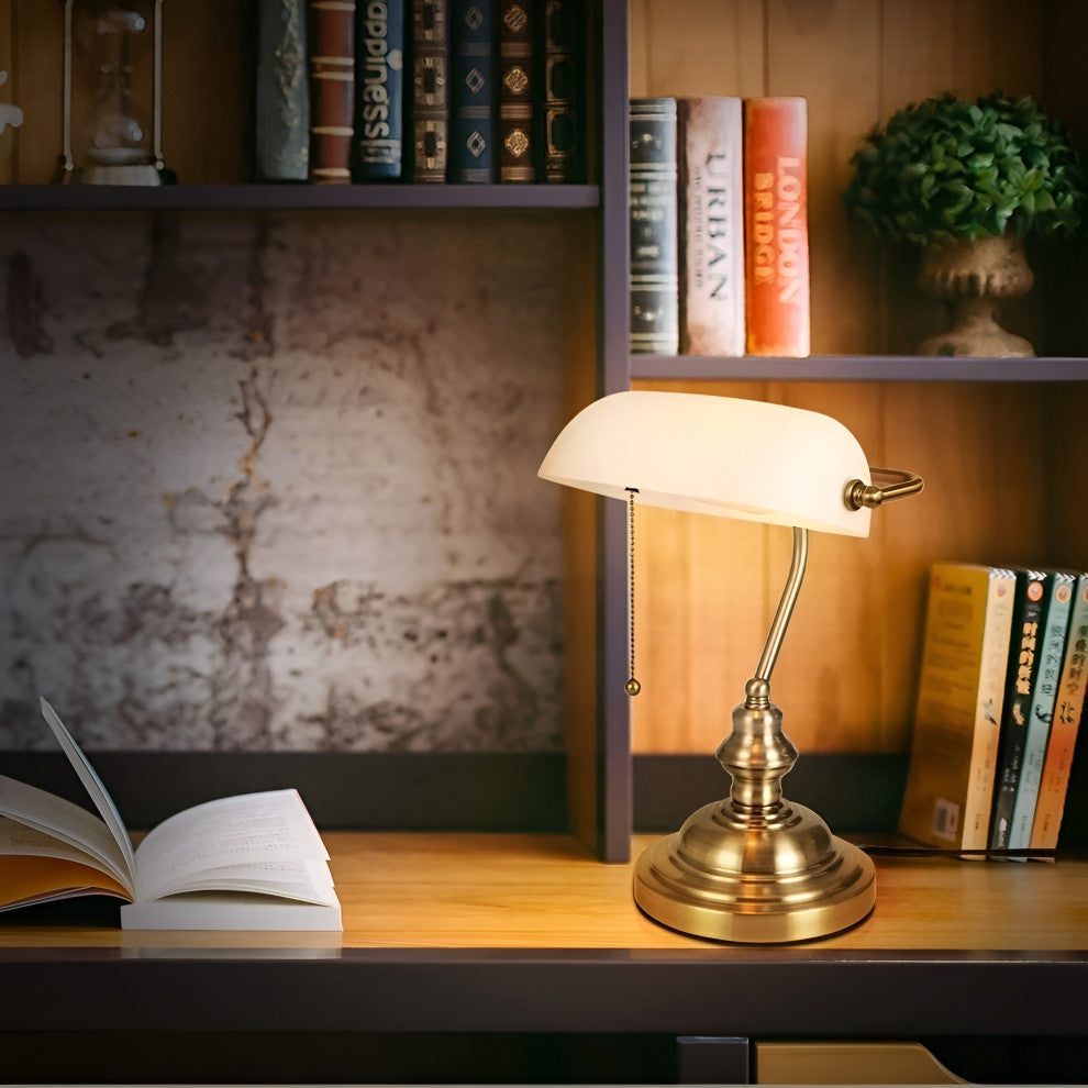 Classical vintage banker reading lamp for bedroom, study room, Blue