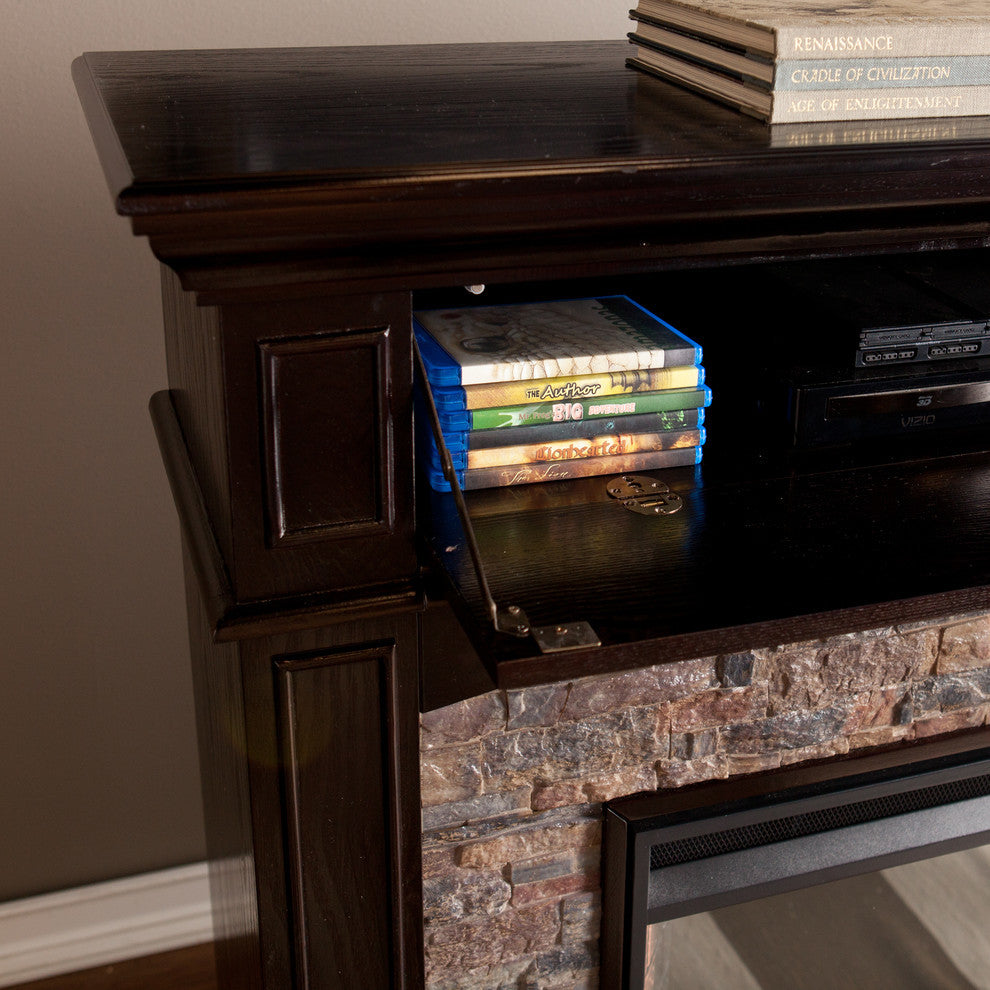Bernard Faux Stone Corner Electric Media Fireplace