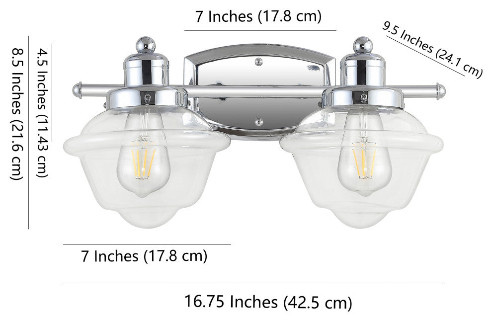 Orleans Iron LED Vanity Light, Chrome, 2 Bulb