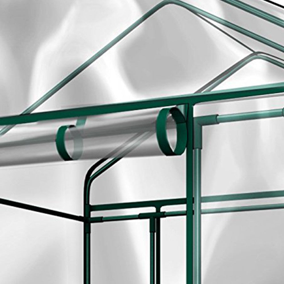 Walk-In Greenhouse Portable Green House With 8 Shelves and PVC Cover