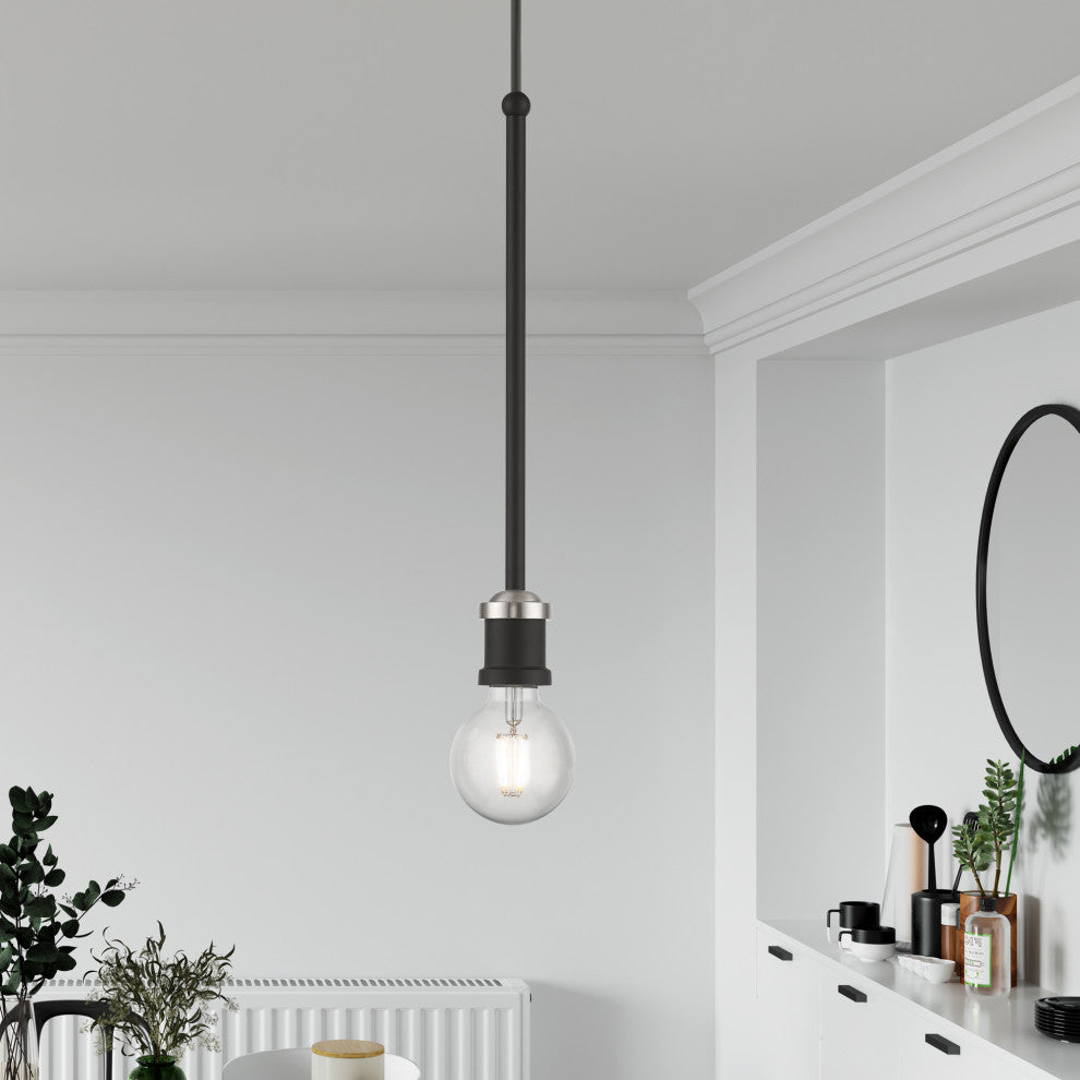 Lansdale 1 Light Black With Brushed Nickel Accents Single Pendant