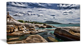 Rocky Beach with Dramatic Sky, Large Seashore Canvas Art Print, 32"x16"