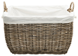 Rattan Kobo Rectangular Laundry Basket With Liner, Gray