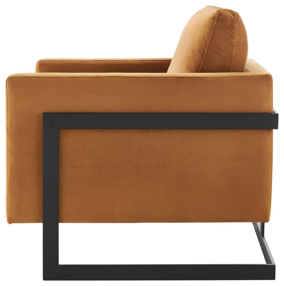Accent Chair, Velvet, Metal, Black Brown, Modern, Living Lounge Hospitality