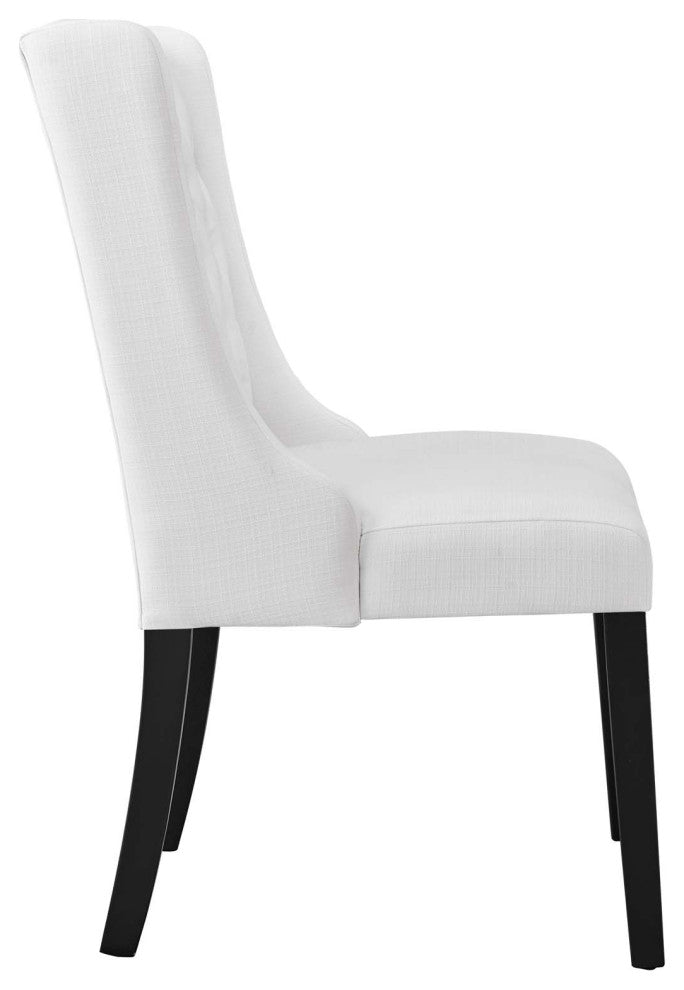 Baronet Button Tufted Fabric Dining Chair, White