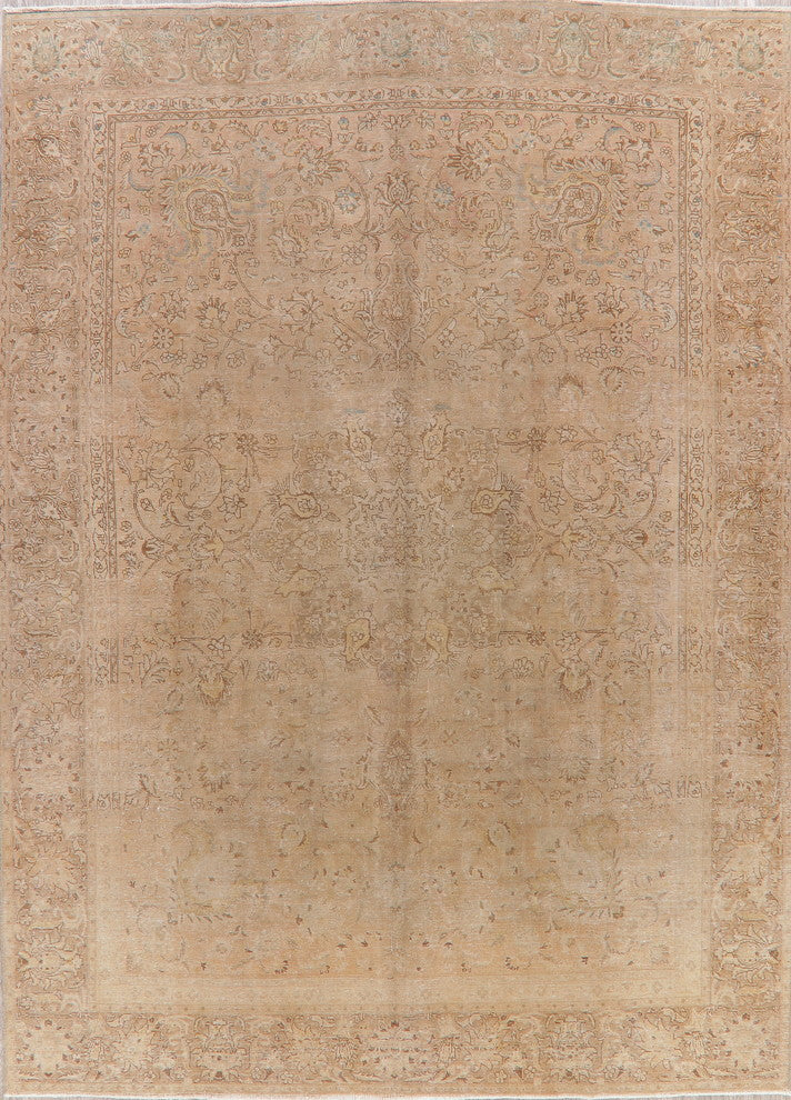 Consigned, Handmade Oriental Vintage Worn Persian Faded Distressed Rug, 9'x12'