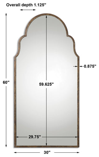 Uttermost Brayden Tall Traditional Metal Arch Mirror in Bronze