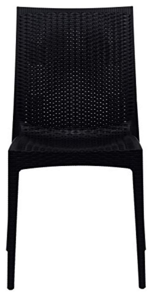 LeisureMod Weave Mace Indoor/Outdoor Dining Chair, Armless, Set of 2
