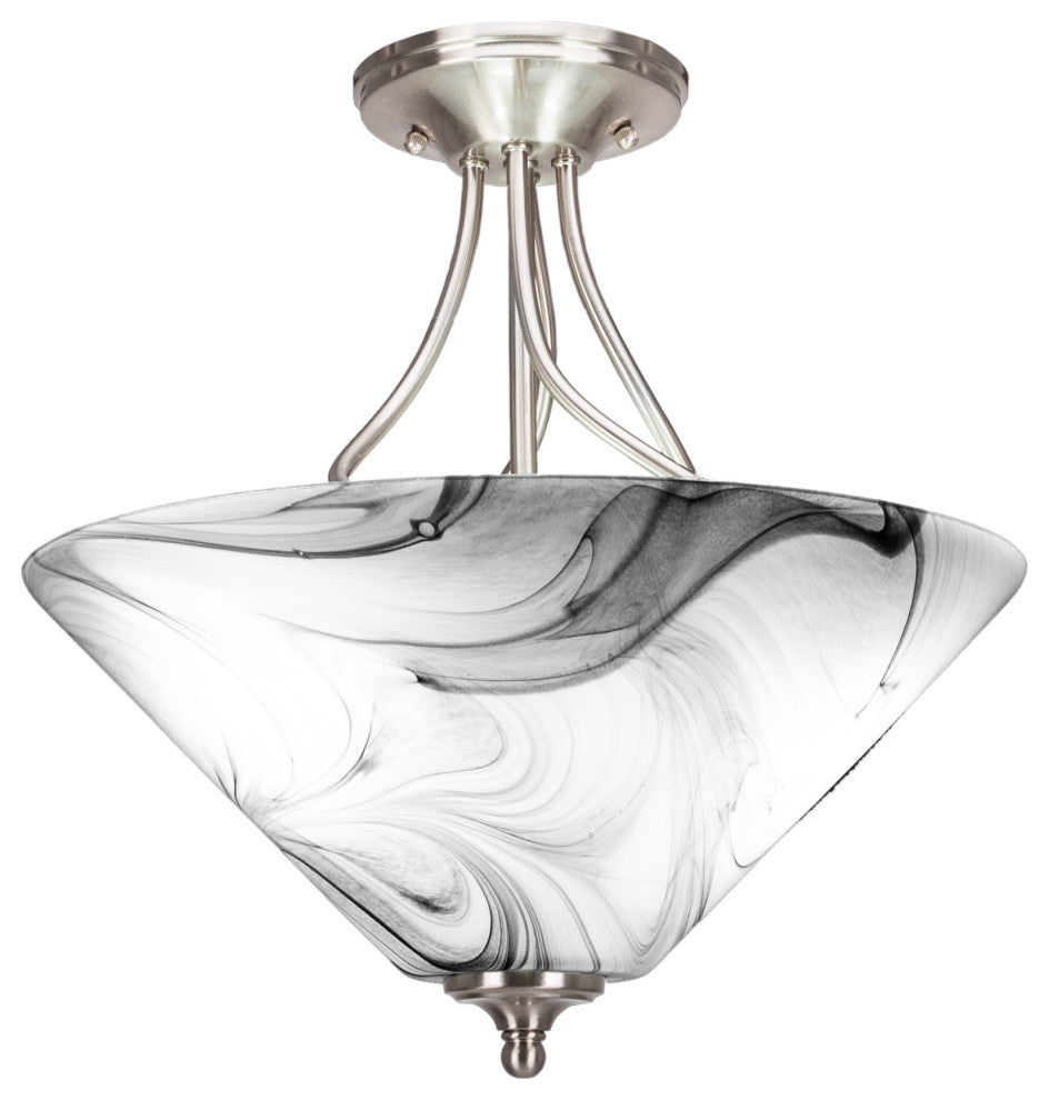 Capri 3-Light Semi-Flush Mount, Brushed Nickel/Onyx Swirl